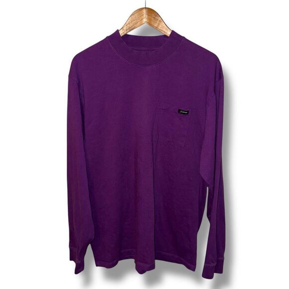 Saturdays New York Mockneck Long Sleeve T-Shirt Sz XL in Purple - Picture 2 of 8